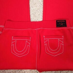 NEW True Religion Pull-On Flare Jeans Red Anniversary XL